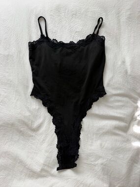 Black Lace-Trim Bodysuit Tank